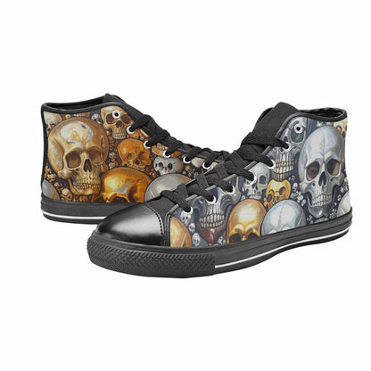 MEN'S Skulls - Metallic-Chrome- High Top Canvas Aesthetic Sneakers
