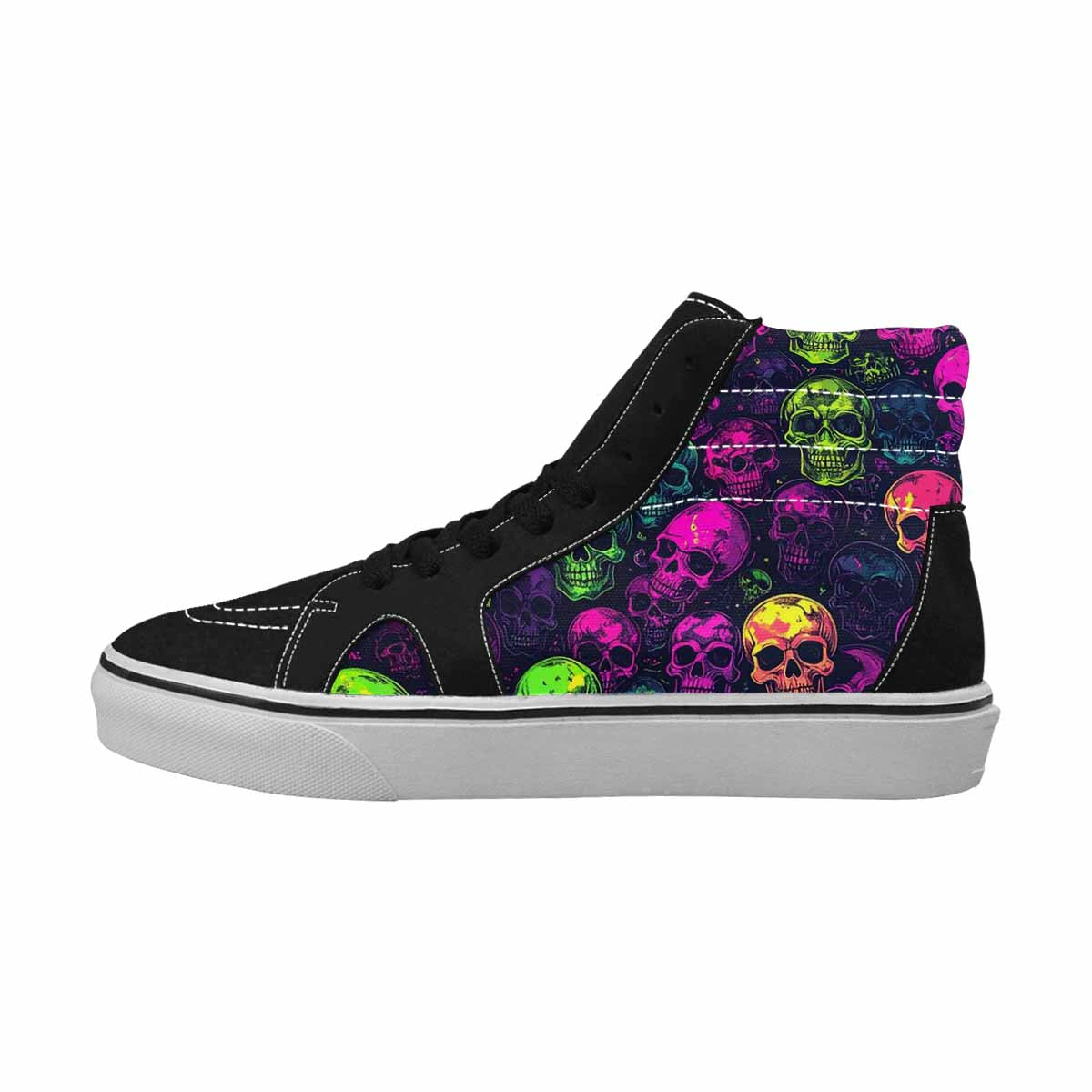 WOMEN'S Skulls - Neon High Top Canvas Neon Fantasy Custom Sneakers