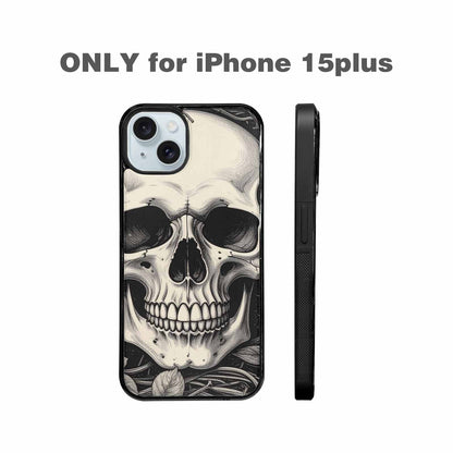 iPhone 15 Plus Case — 20 Skulls Overlapping Seamless Tileable Pattern, Customized Protective Case