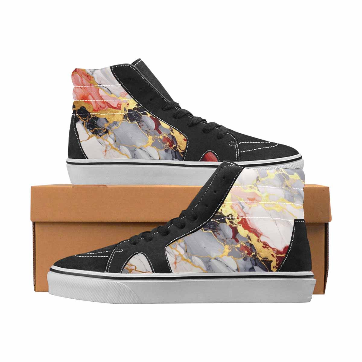 WOMEN'S Marble High Top Canvas Personalized Vivid Customized Sneakers
