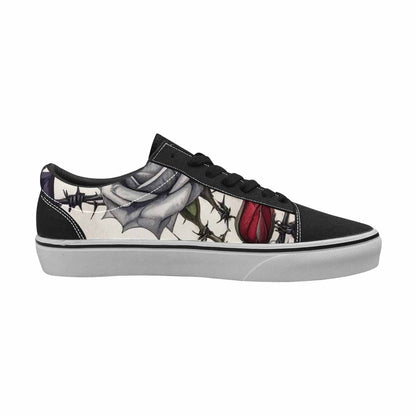 WOMEN'S Black Gothic Rose Canvas Lace-Up Wallpaper Art Custom Shoes