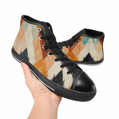 MEN'S Southwestern Geometric Diamond High Top Canvas Dark Academia Sneakers
