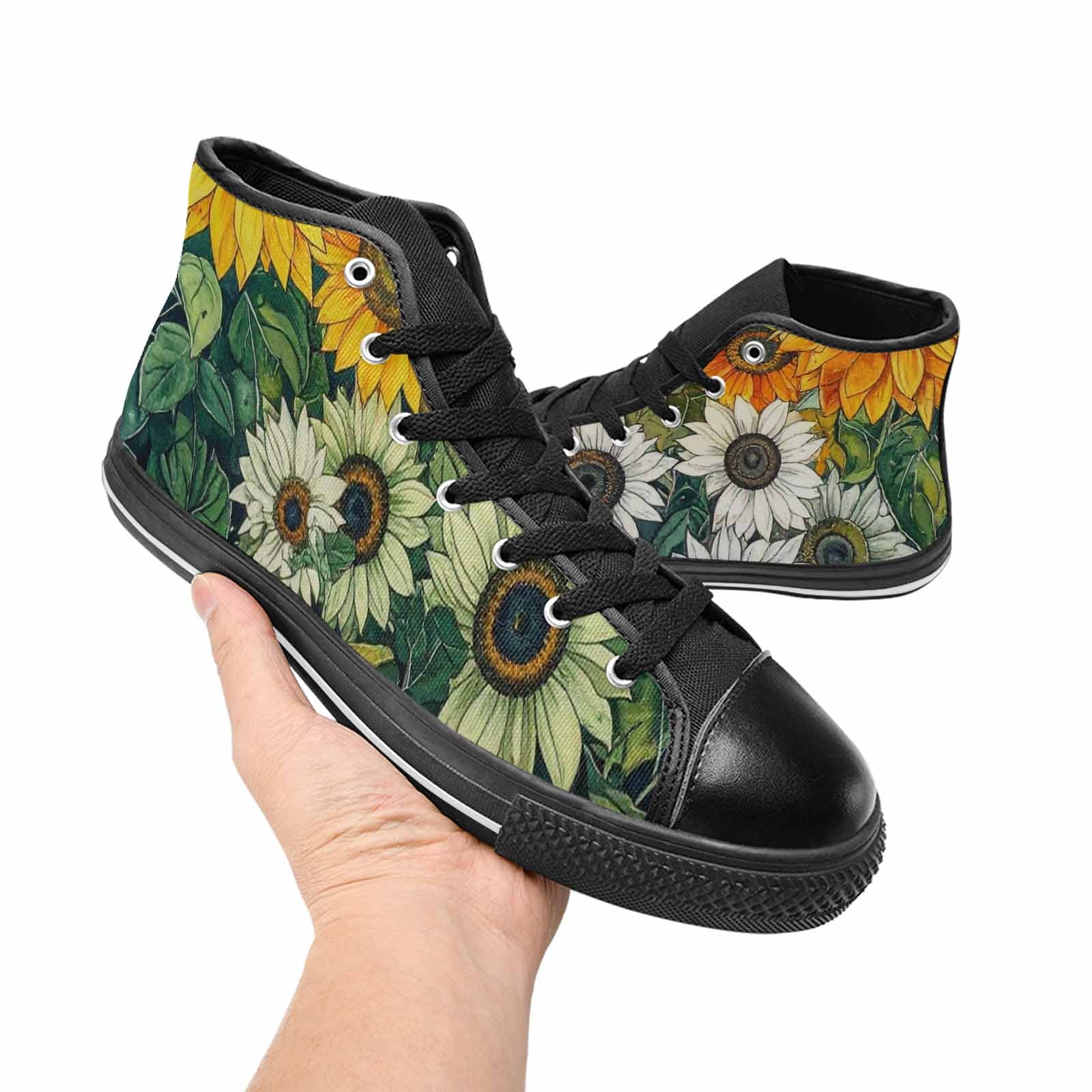 MEN'S Sunflower High Top Canvas Cottagecore Sneakers