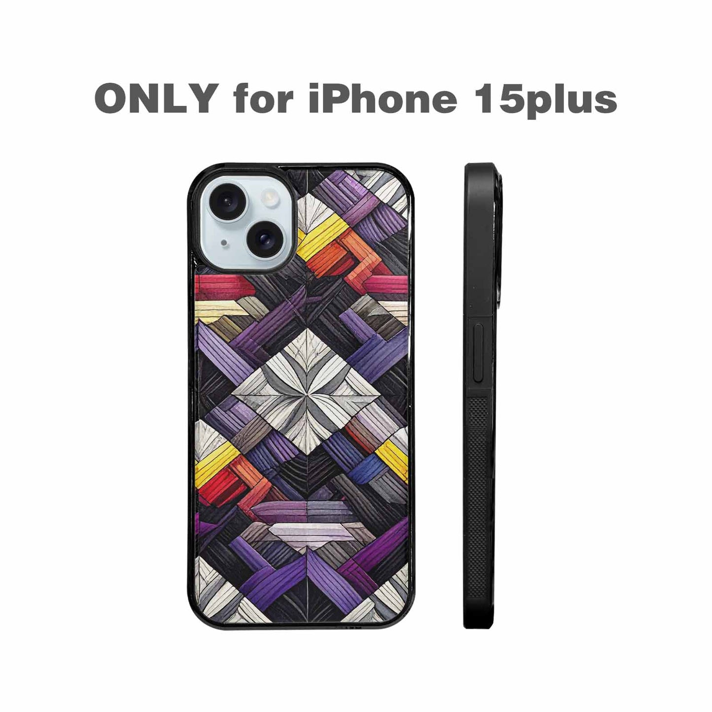 iPhone 15 Plus Case — Asexual Flag Color Theme Small Rainbow, Original Design Phone Case