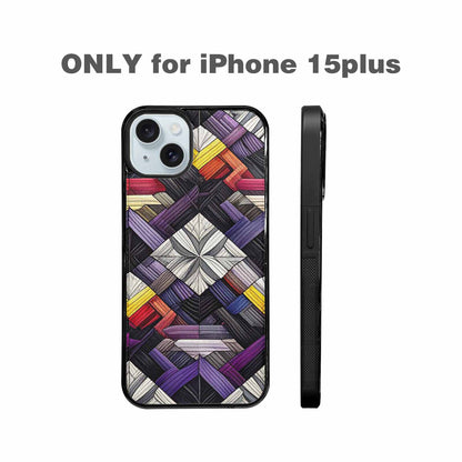 iPhone 15 Plus Case — Asexual Flag Color Theme Small Rainbow, Original Design Phone Case
