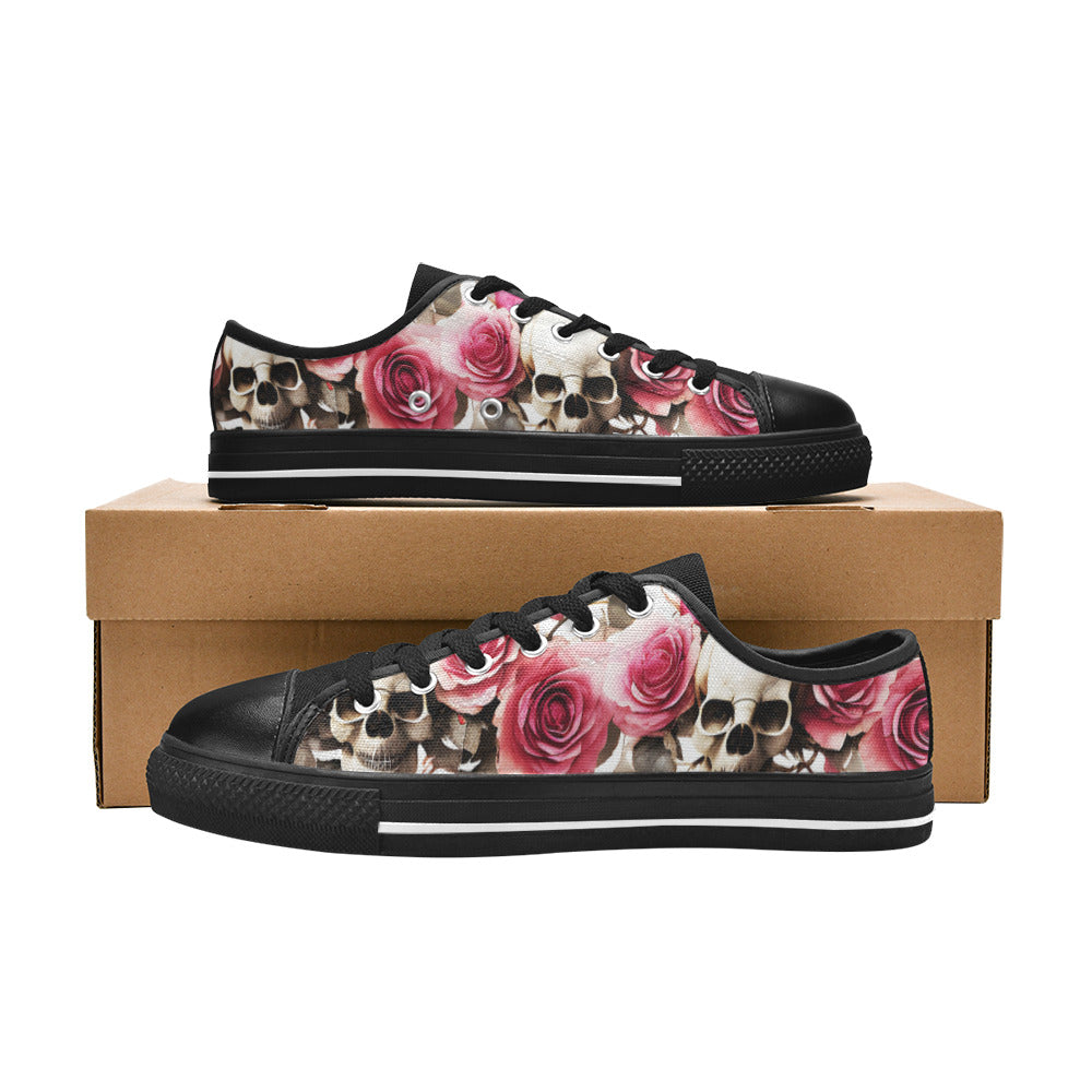 MEN'S Skulls Roses Deluxe 14 Canvas Vibrant Chaos Custom Shoes