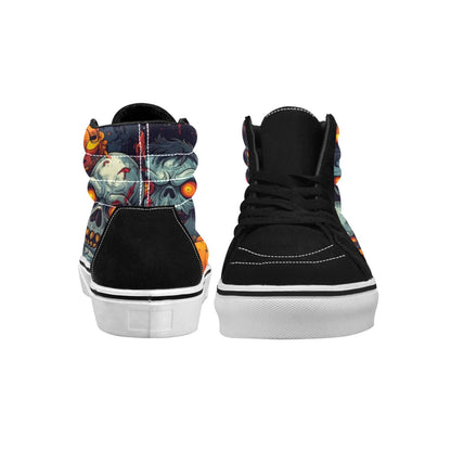 WOMEN'S Halloween Zombie Skull High Top Skateboarding Dark Academia Shoes