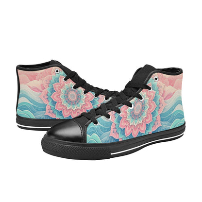 MEN'S Pastel Wave Mandala Men’S High Top Canvas Vibrant Chaos Custom Sneakers