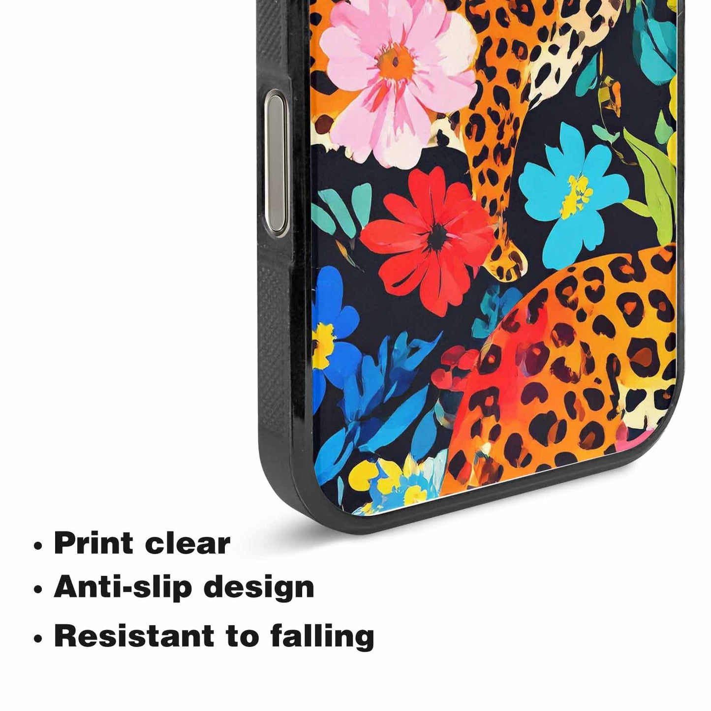 iPhone 15 Pro Max Case — Leopard Print Floral, Custom Art Phone Cover
