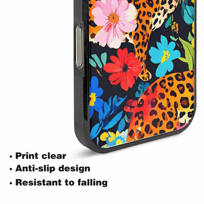 iPhone 15 Pro Max Case — Leopard Print Floral, Custom Art Phone Cover