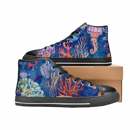 WOMEN'S Fish Scale Coral High Top Canvas Aesthetic Shoes