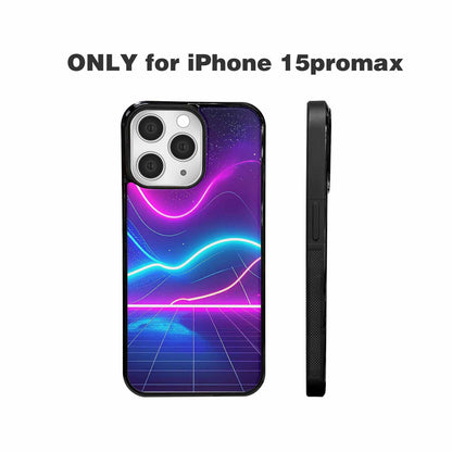 iPhone 15 Pro Max Case — 1980s Neon Cartoon Art Pattern, Custom Phone Case