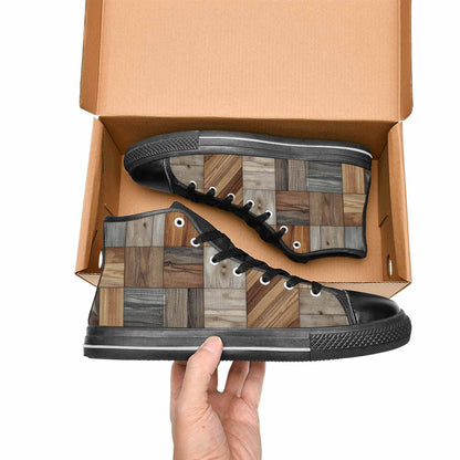 MEN'S Wood Grain Texture High Top Canvas Vivid Custom Shoes