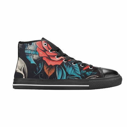 WOMEN'S Skulls Roses Biker Tattoo High Top Canvas Y2K Custom Shoes