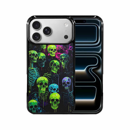 iPhone 17 Pro Max Case — Skeletons Neon Green Original Art, Custom Art Phone Cover