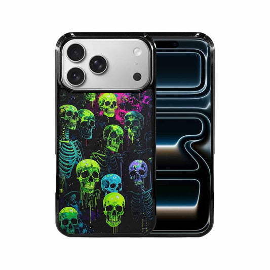 iPhone 17 Pro Max Case — Skeletons Neon Green Original Art, Custom Art Phone Cover