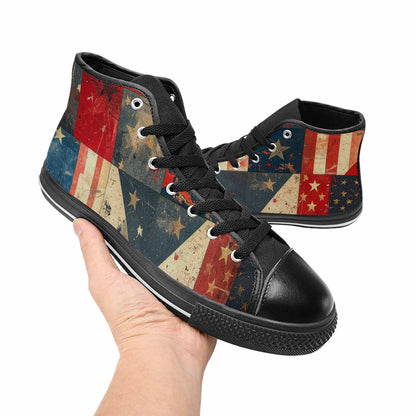 MEN'S American Flag Stars High Top Canvas Surreal Sneakers
