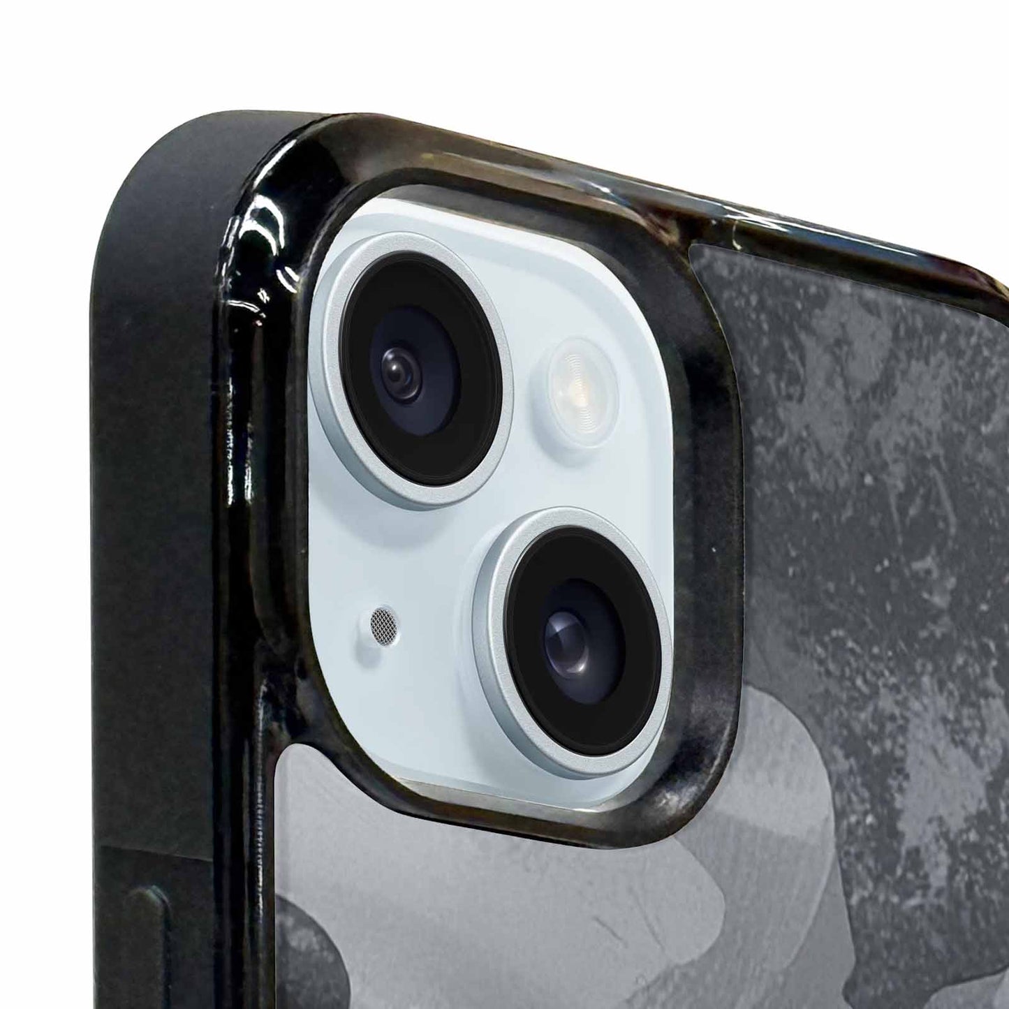 iPhone 15 Case — Grey Camo Print, Customized Protective Case