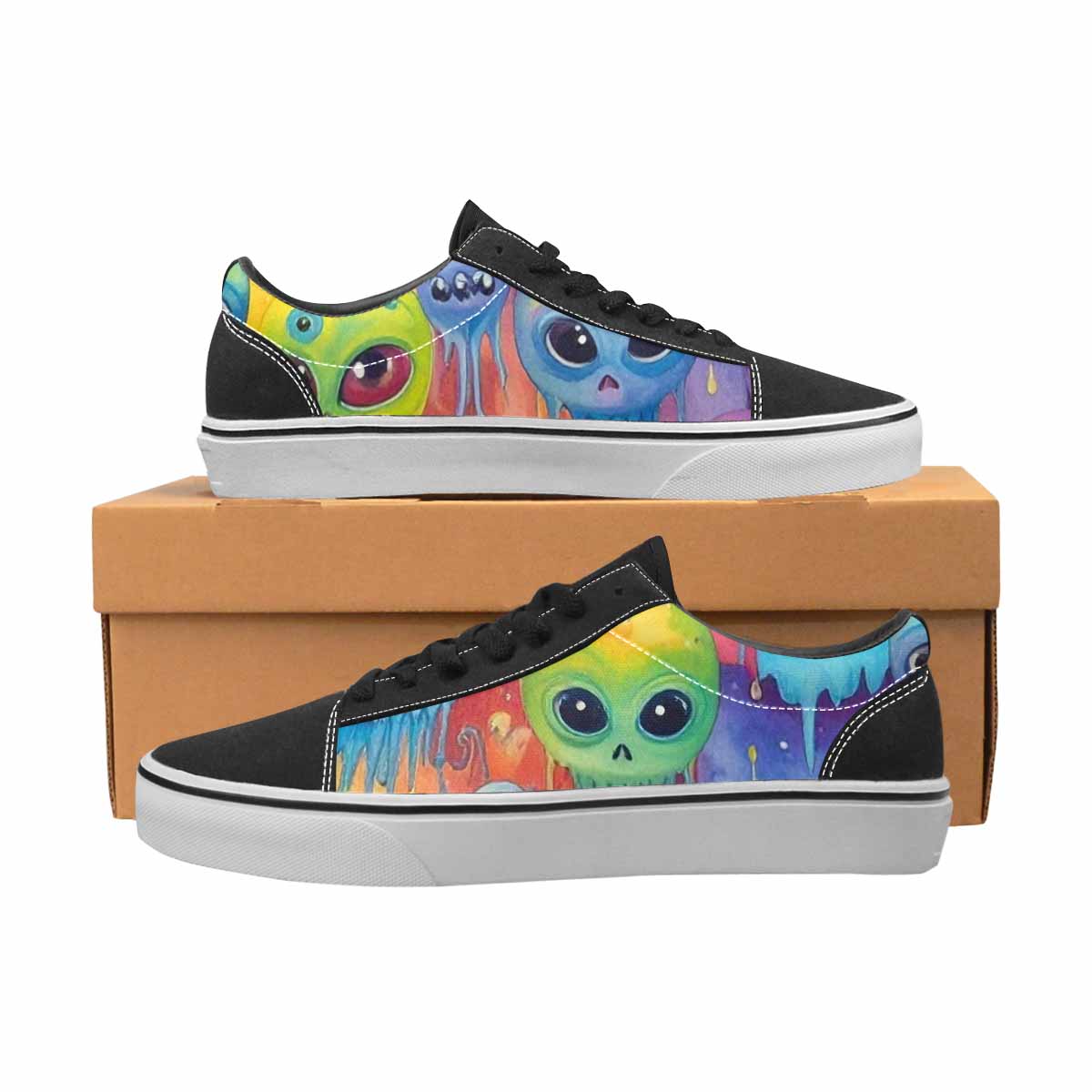 WOMEN'S Aliens  Tie Dye Lace-Up Canvas Dreamcore Custom Shoes