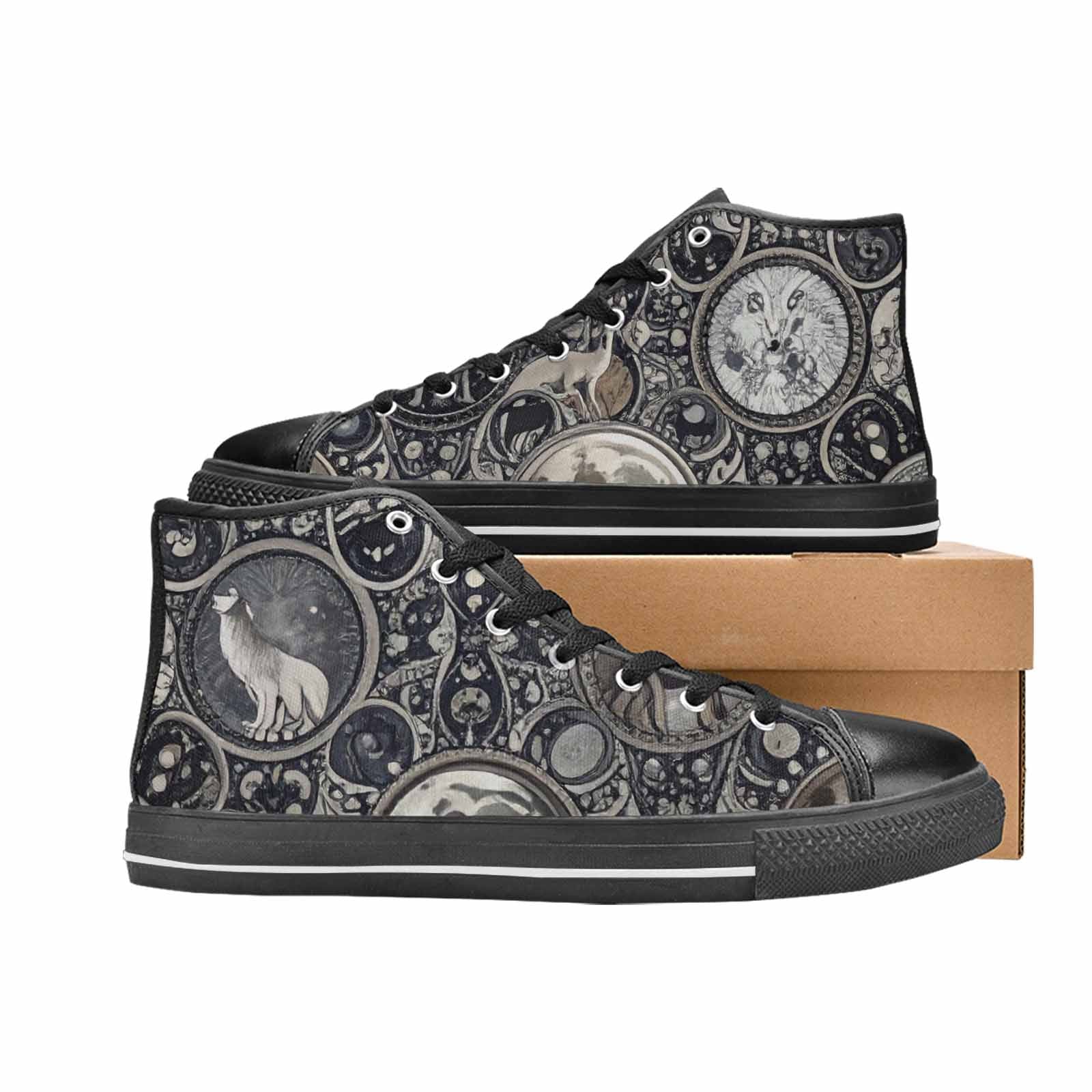 MEN'S Wolves Everywhere Collage High Top Canvas Y2K Custom Sneakers