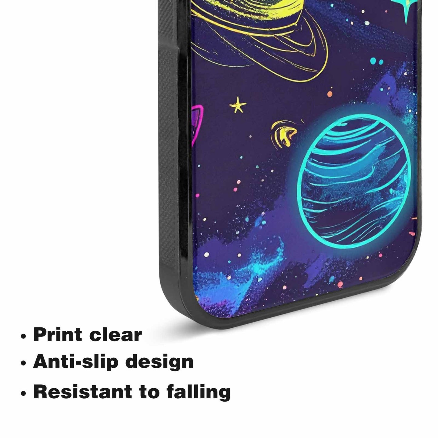 iPhone 15 Plus Case — Space Galaxy Astronaut Pattern Planets Stars, Unique Phone Case Design