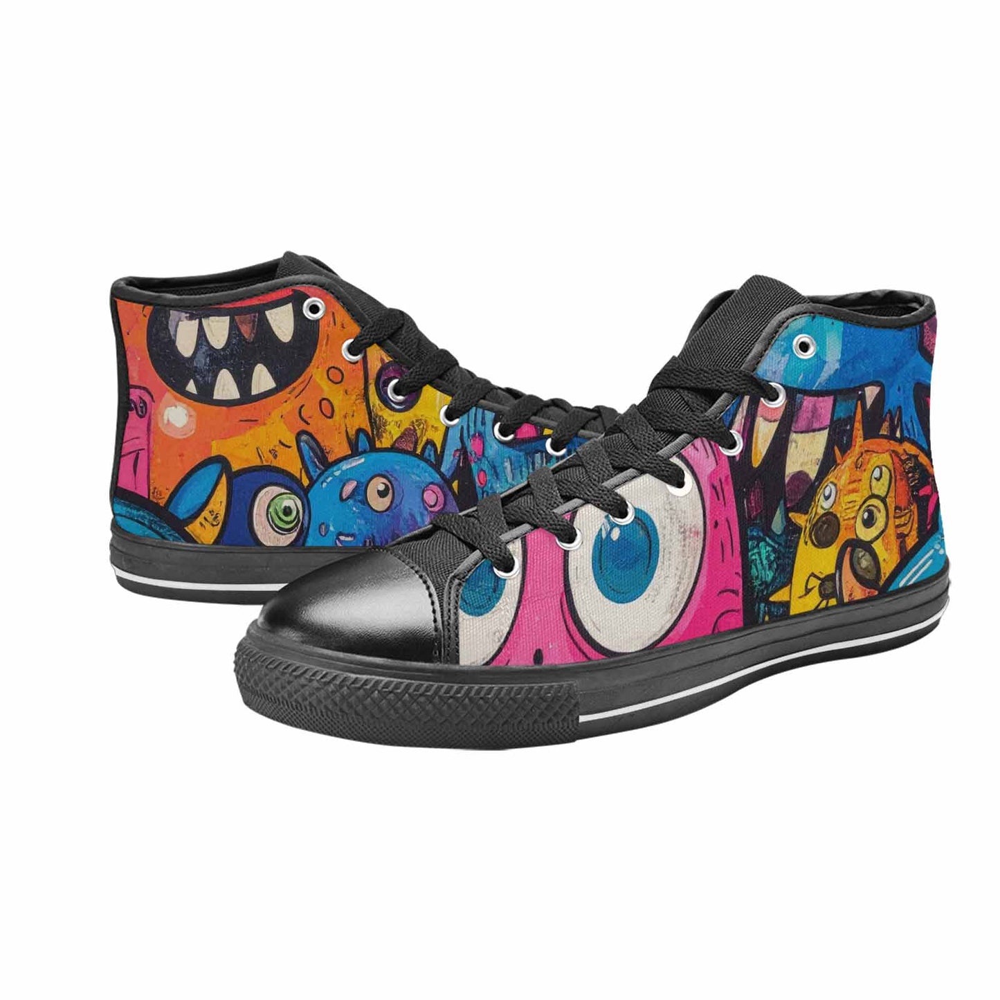 MEN'S Goofy Cartoon Monster High Top Canvas Neon Fantasy Custom Sneakers