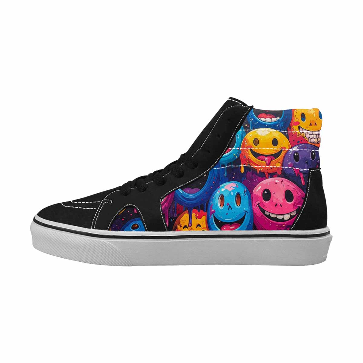MEN'S Melting Moon Smiley High Top Canvas Y2K Custom Shoes