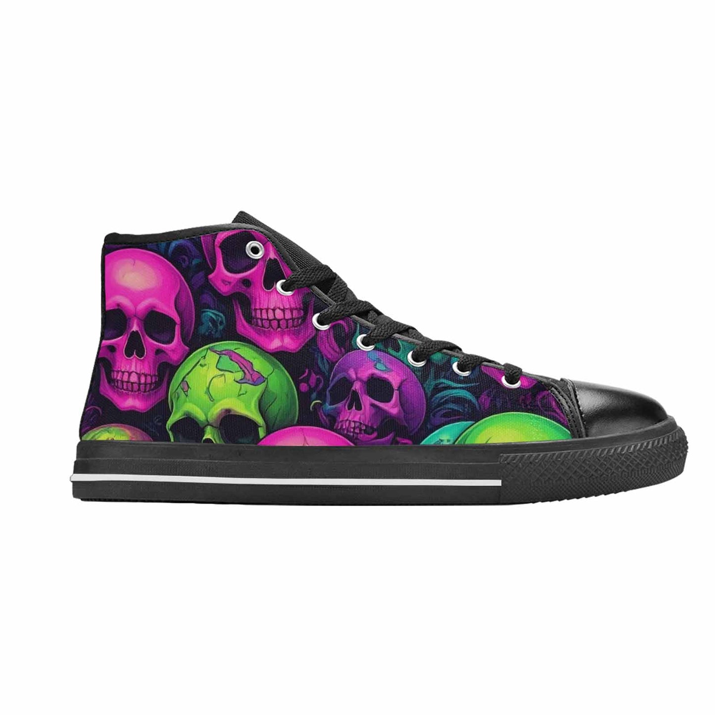 MEN'S Skulls - Neon High Top Canvas Neon Fantasy Custom Shoes