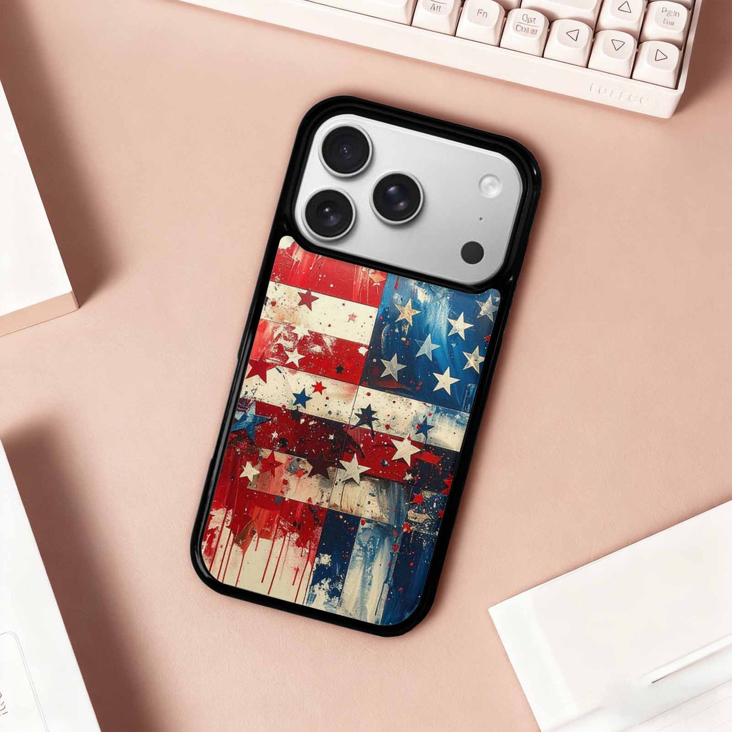 iPhone 17 Pro Case — Patriotic Stars And Stripes American Galaxy, Custom Print Case Cover