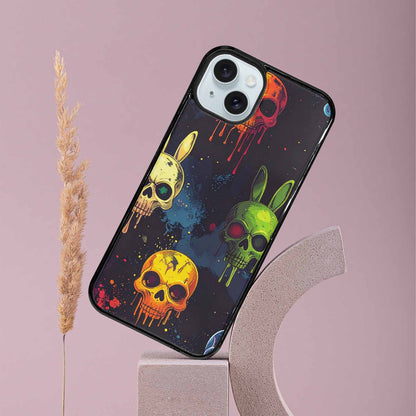iPhone 15 Plus Case — Radioactive Ghost Bunny Skull Sm Qdr, Custom Print Case Cover