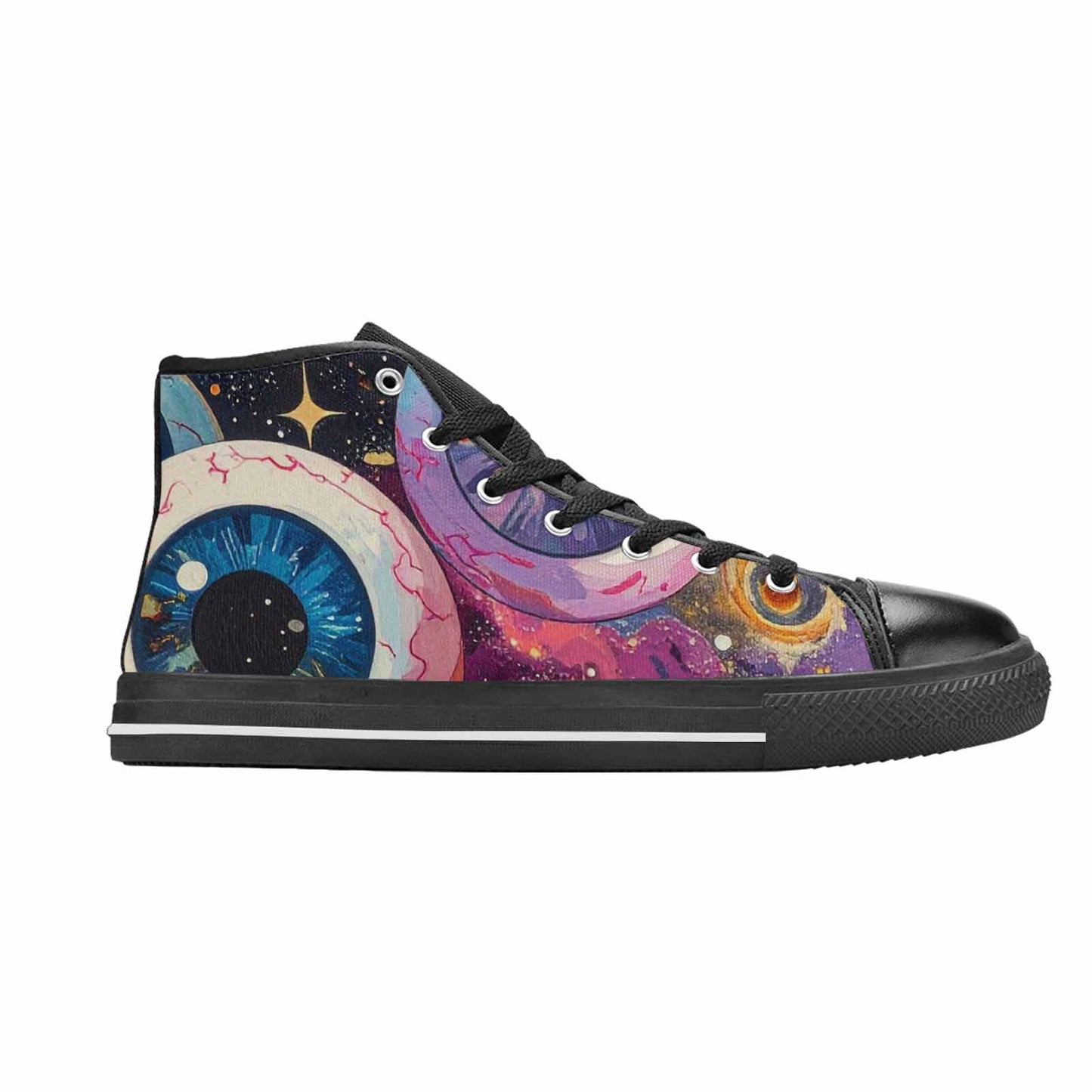 MEN'S Cartoon Eyeballs Galaxy High Top Canvas Dreamcore Custom Shoes