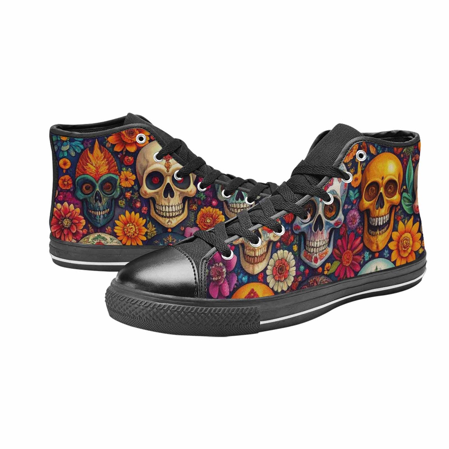 MEN'S Skull High Top Canvas Wallpaper Art Shoes