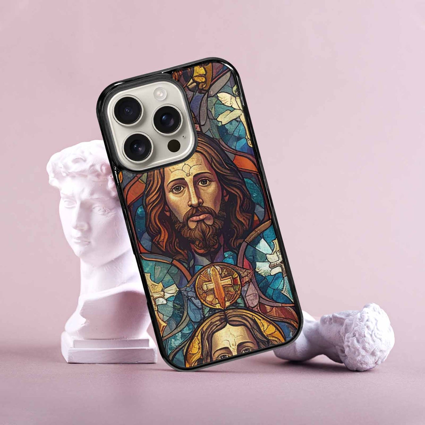 iPhone 16 Pro Case — Jesus Face Small Cross And Faith, Personalized Phone Case