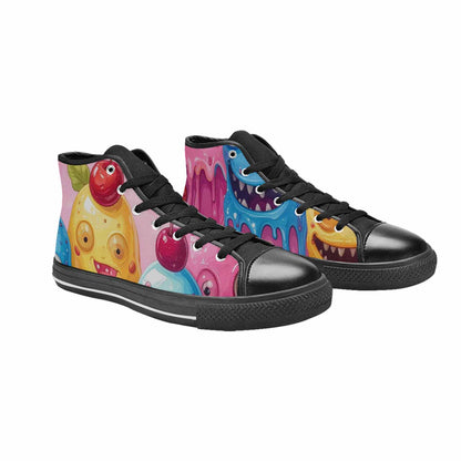 MEN'S Melting Icecream Monster Cherry High Top Canvas Vibrant Chaos Shoes