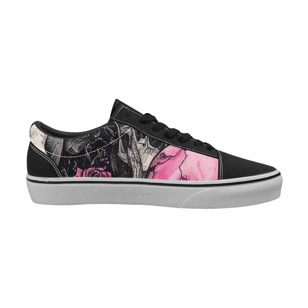 WOMEN'S Skull Roses Lace-Up Canvas Grunge Custom Shoes