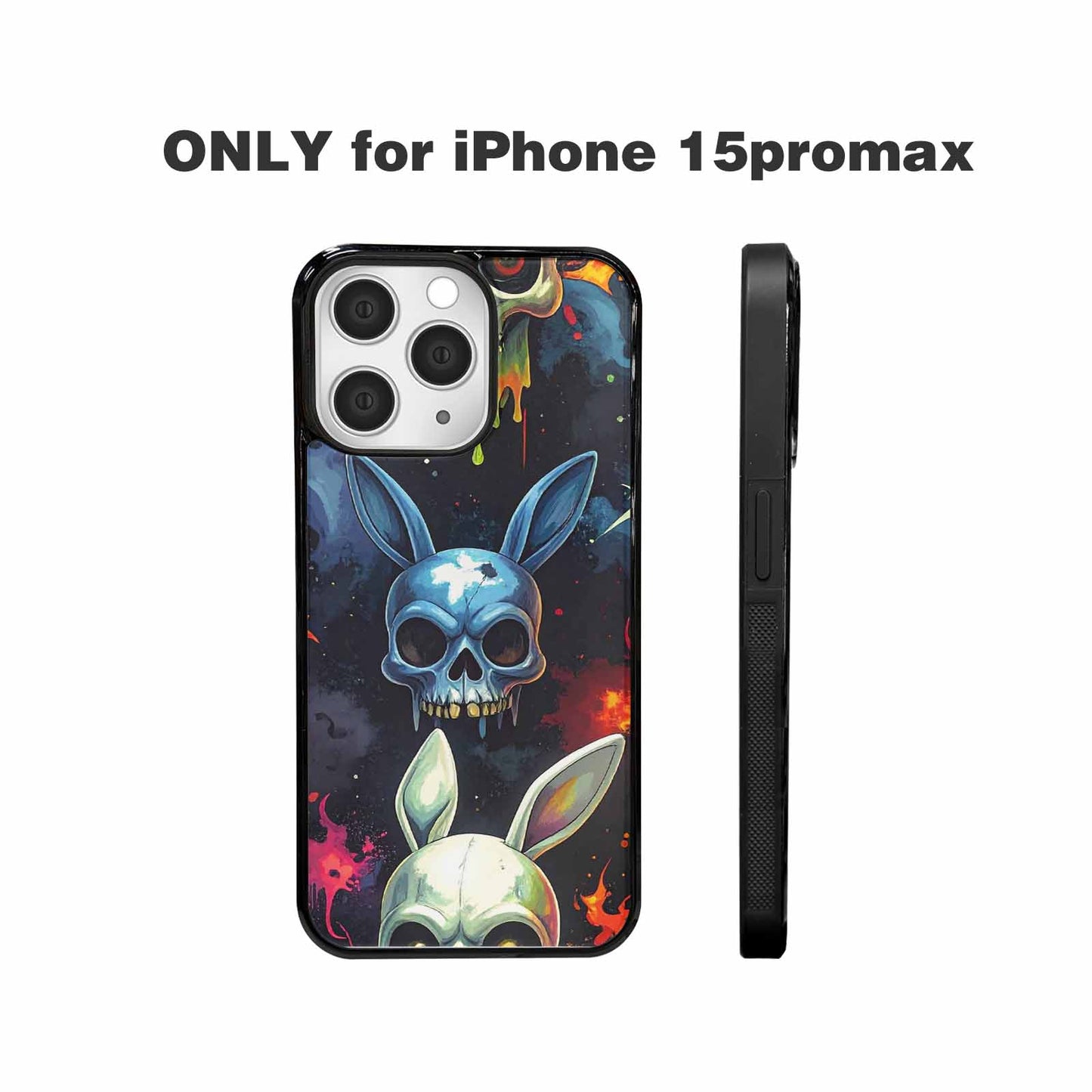 iPhone 15 Pro Max Case — Radioactive Ghost Bunny Skull Small Radioactive, Custom Art Phone Cover