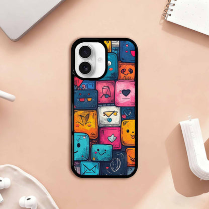 iPhone 17 Case — Hand Drawn Icon Doodle Original Art, Custom Printed Phone Case