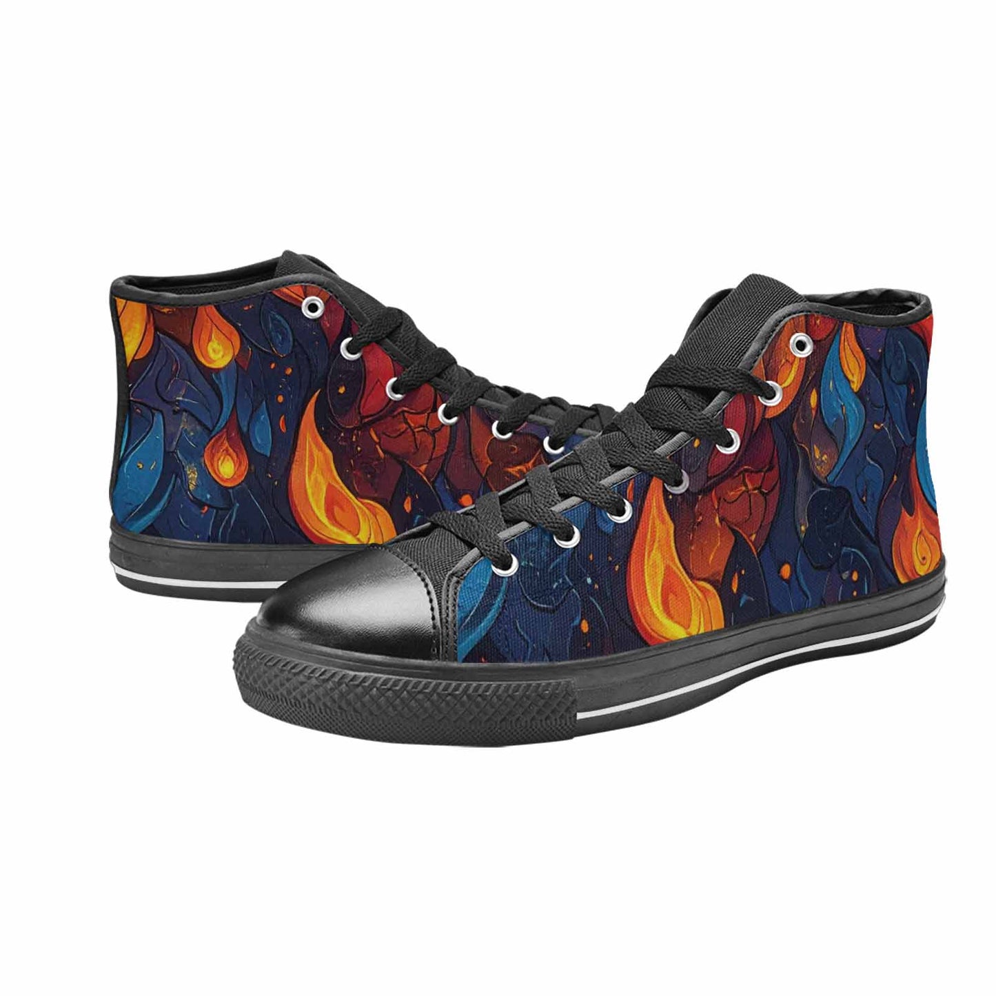 WOMEN'S Fire Flame High Top Canvas Y2K Custom Sneakers