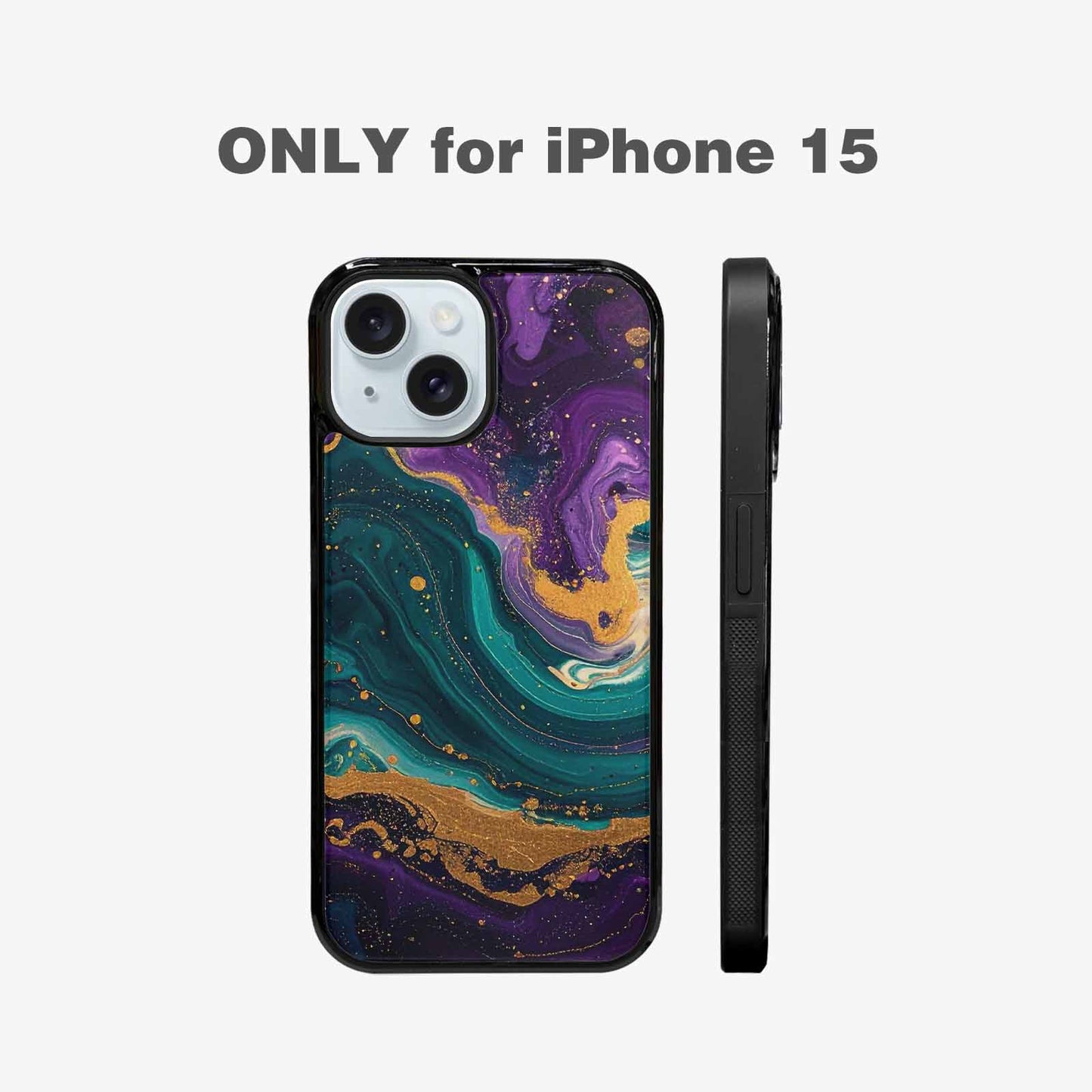 iPhone 15 Case — Marbled Swirl Texture Blended With Galaxy, Original Design Phone Case
