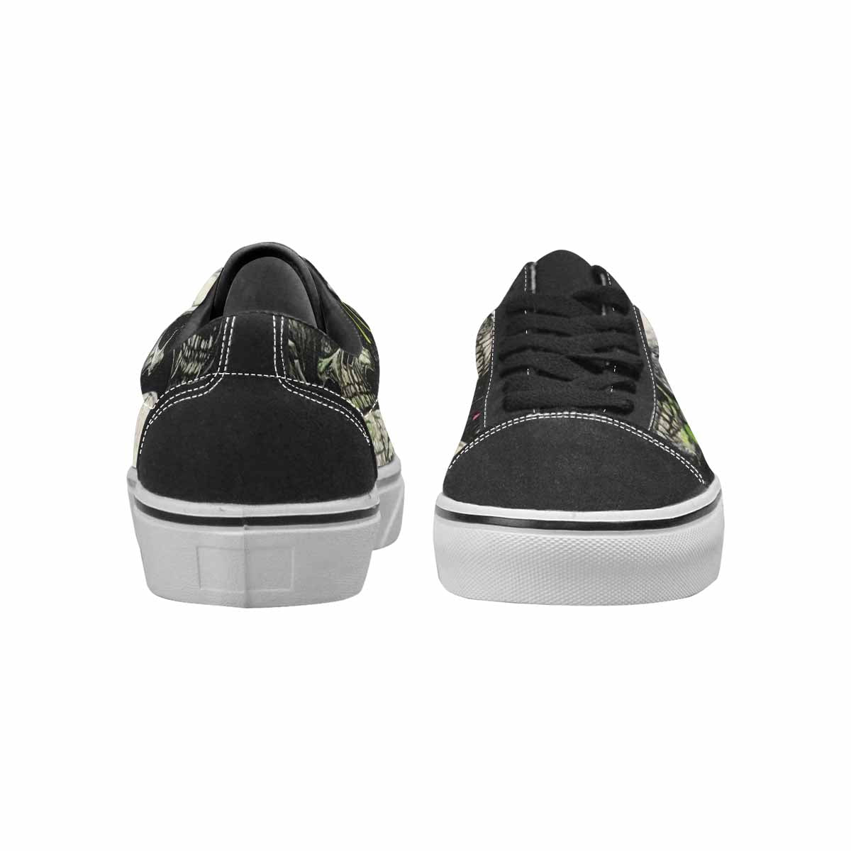 MEN'S Skulls Black & Green Ink Canvas Custom Design Dreamcore Custom Print Sneakers