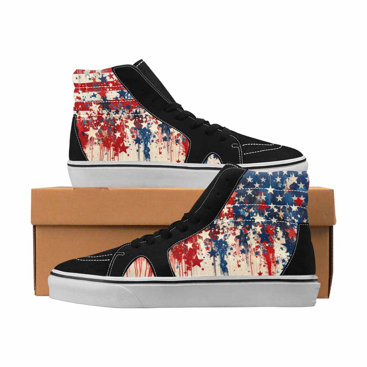 MEN'S Patriotic High Top Canvas Statement Dark Academia Custom Art Shoes