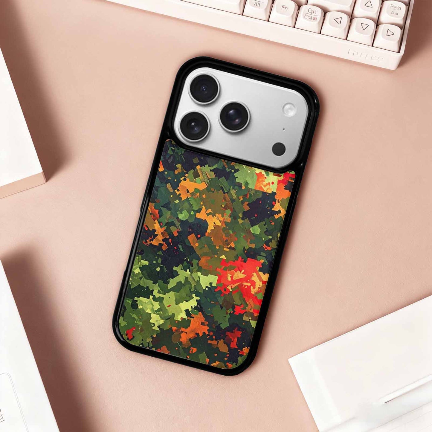iPhone 17 Pro Case — Small Military Camouflage Blotch Pattern Camo, Unique Phone Case Design