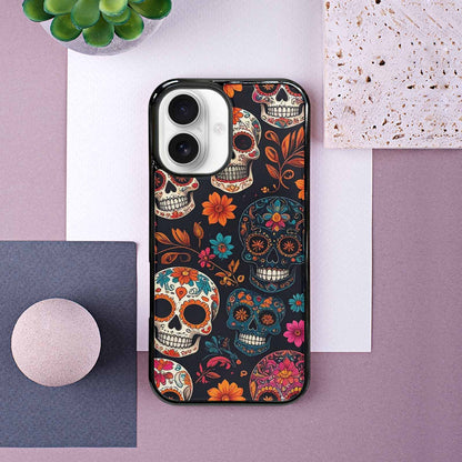 iPhone 16 Case — Dia De Los Muertos Sugar Skull, Custom Print Case Cover