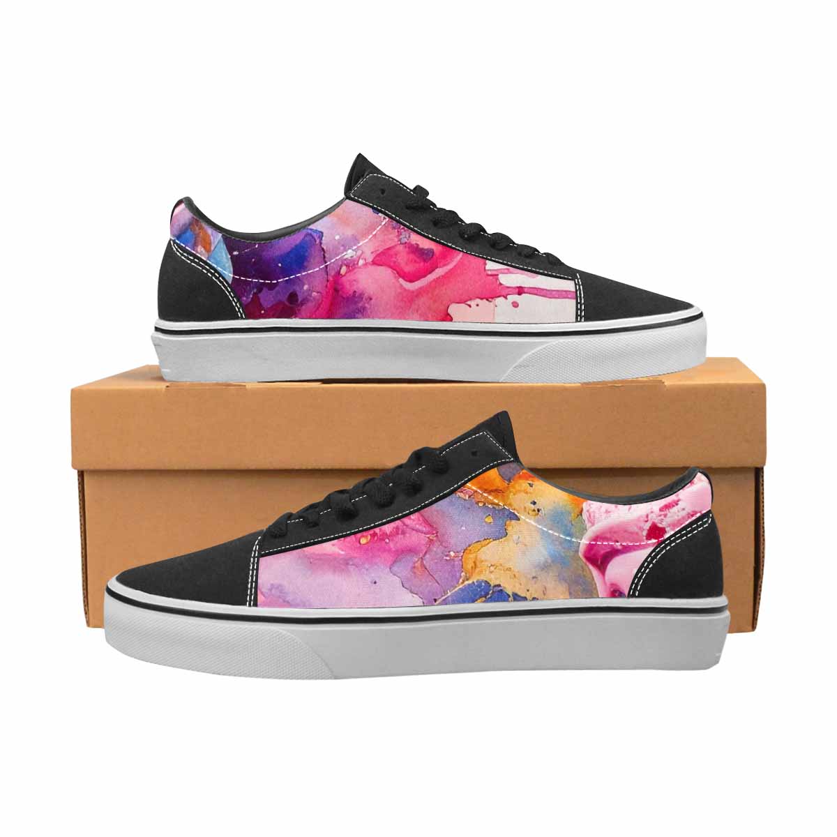 WOMEN'S Melting Icecream Collage Canvas Lace-Up Neon Fantasy Custom Sneakers