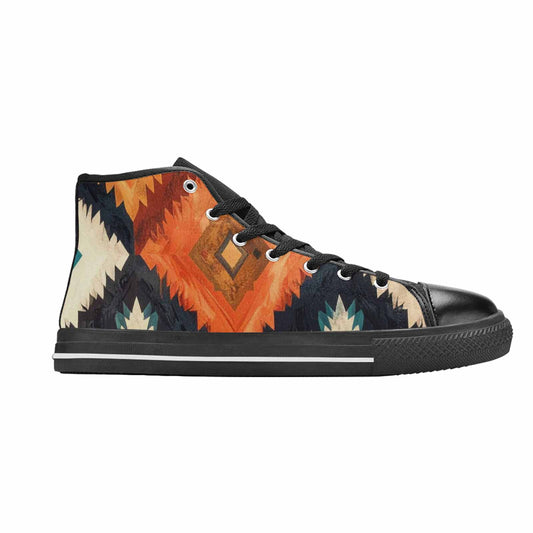 WOMEN'S Southwestern Geometric Diamond High Top Canvas Vibrant Chaos Custom Sneakers