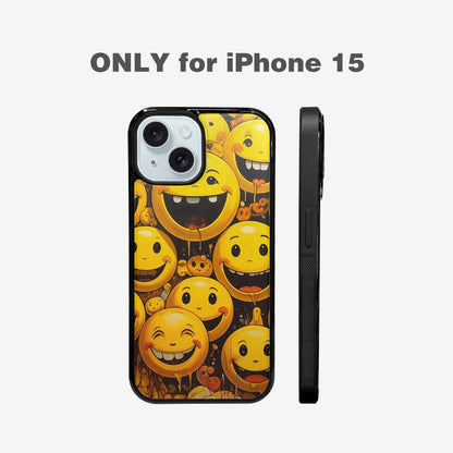 iPhone 15 Case — Melting Moon Smiley Red Splatt, Custom Printed Phone Case