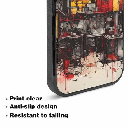 iPhone 15 Plus Case — Liminal Space Fragment Black Red Ink, Custom Printed Phone Case