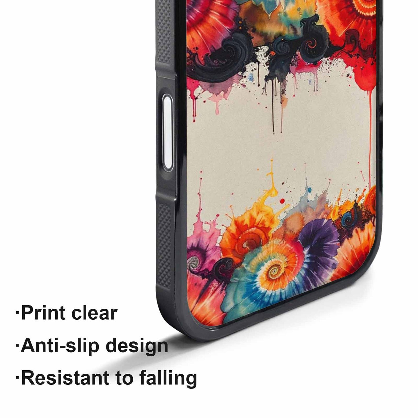 iPhone 17 Pro Case — Tie Dye Swirls Black Red Tie, Custom Print Case Cover