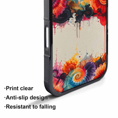 iPhone 17 Pro Case — Tie Dye Swirls Black Red Tie, Custom Print Case Cover