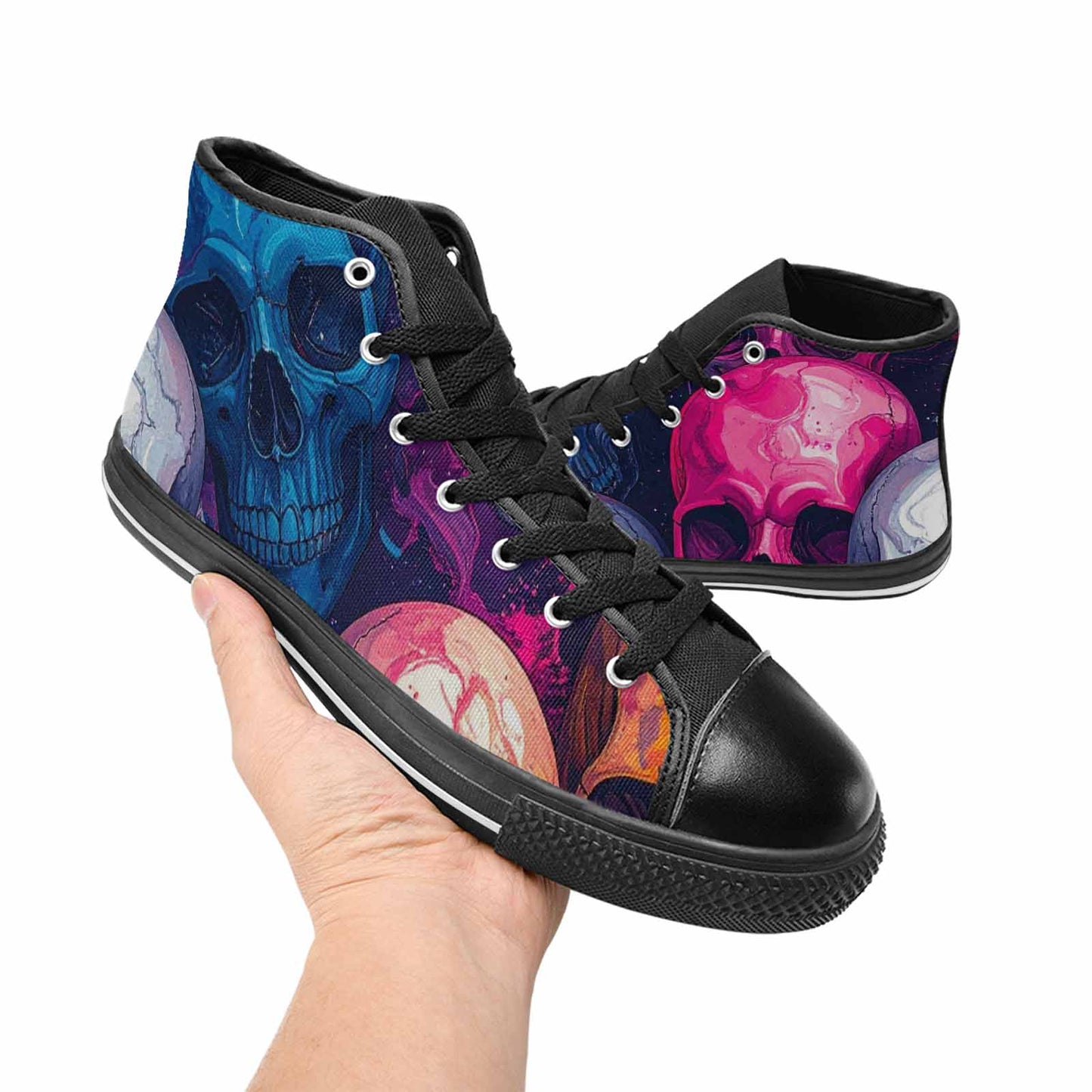 MEN'S Marble Skull High Top Canvas Cottagecore Custom Sneakers